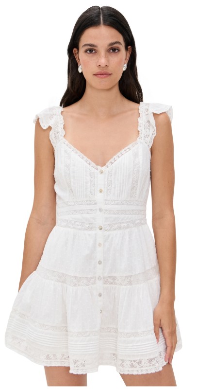 LoveShackFancy Rietta Dress Optic White