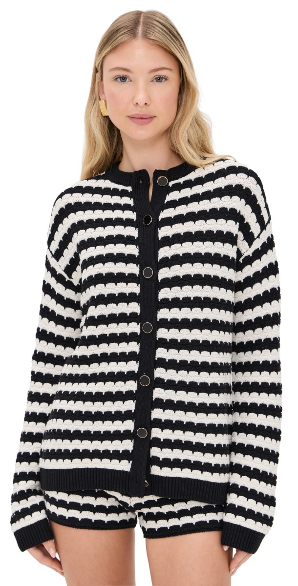 Show Me Your Mumu Inez Cardigan Black And White Stripe Knit