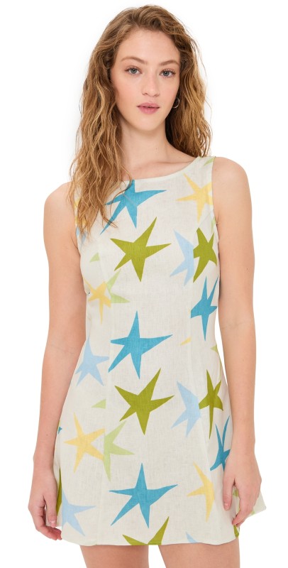 VRG GRL Esther Linen Mini Dress Star