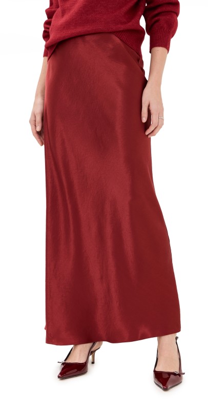 Vince Satin Maxi Skirt Ruby Ink