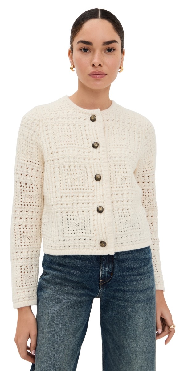 Nili Lotan Harry Cashmere Sweater Jacket Ivory
