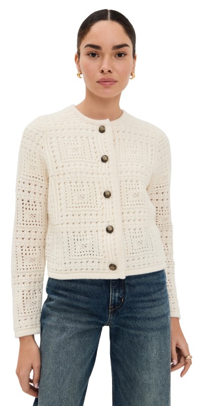 Nili Lotan Harry Cashmere Sweater Jacket Ivory