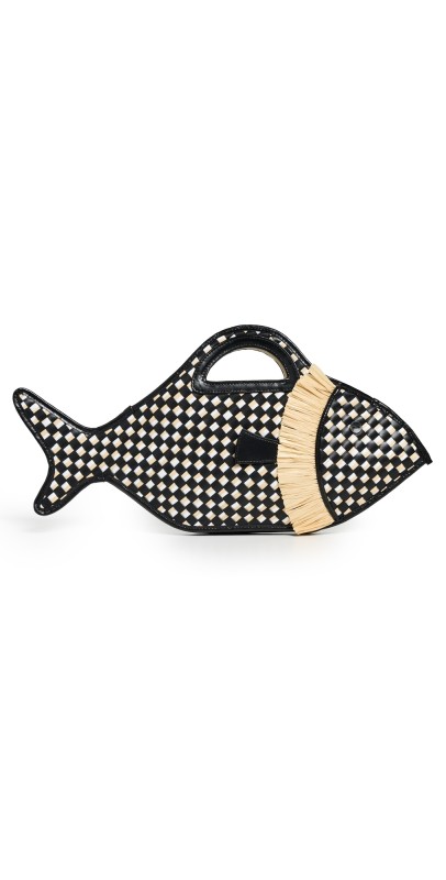 STAUD Cleo Fish Basket Bag Black/Natural