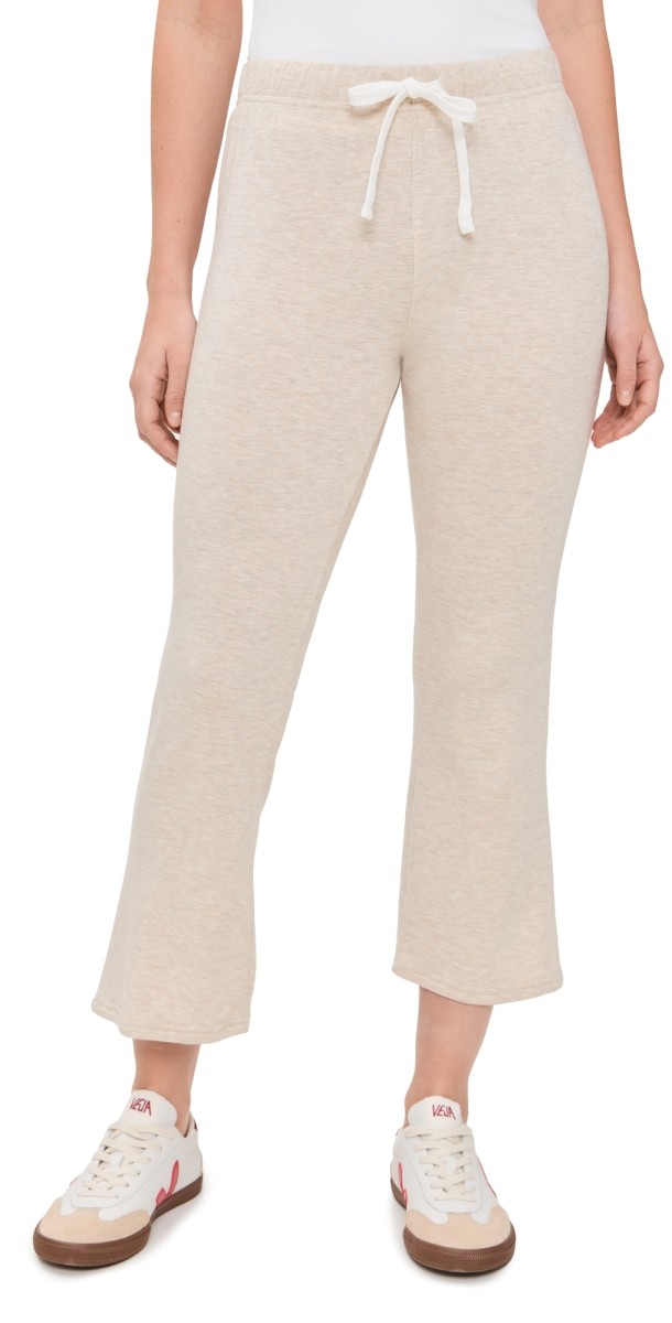 Splits59 Brooks Fleece Cropped Flare Sweatpants Heather Oatmeal