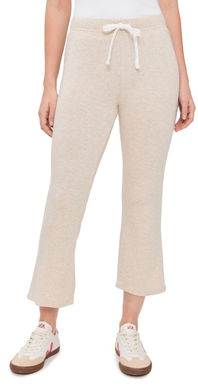 Splits59 Brooks Fleece Cropped Flare Sweatpants Heather Oatmeal