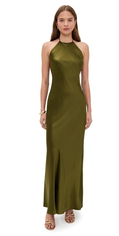 Reformation Jeany Silk Dress Moss Garden