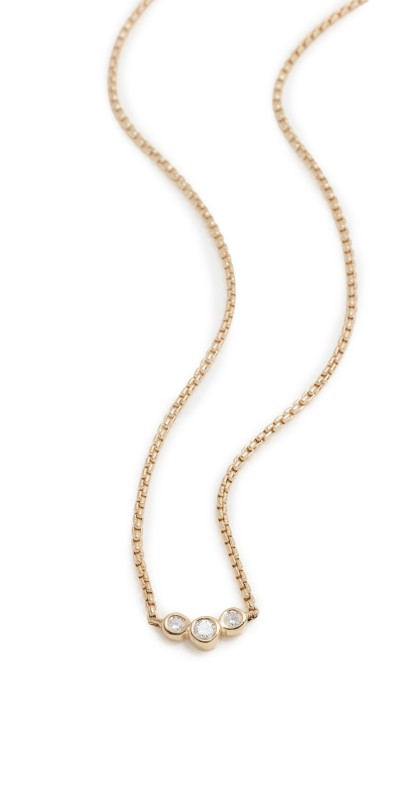 Zoe Chicco 14k Gold 3 Graduated Diamond Necklace 14k Yellow Gold