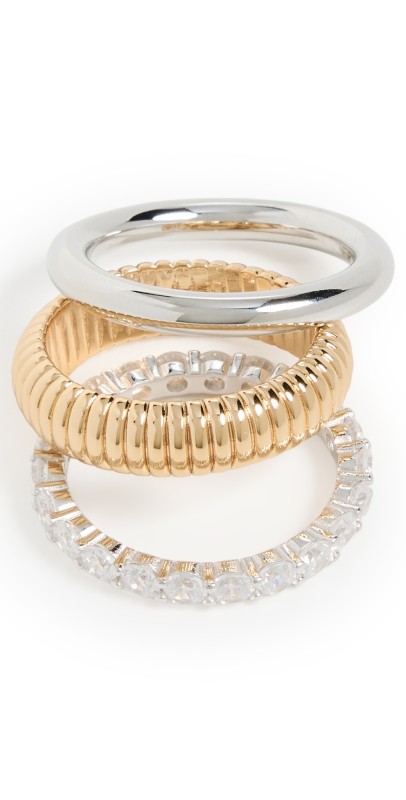 SHASHI Roux Ring Set Gold