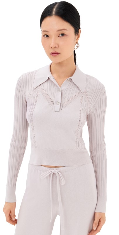 Sablyn Frances Cropped Collared Henley Himalaya