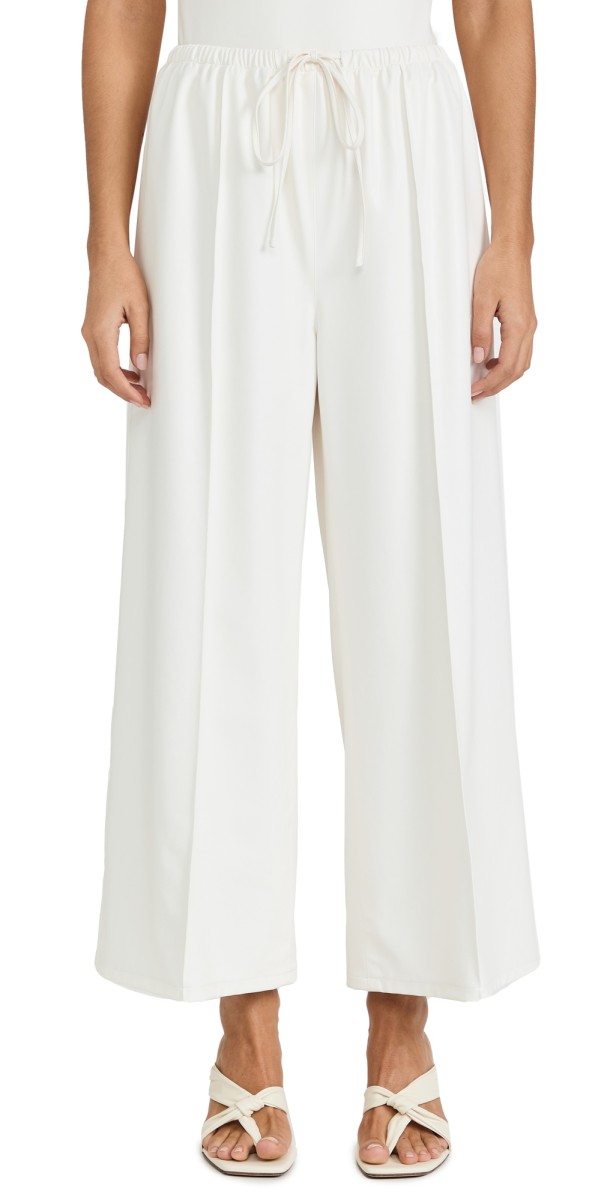 LAPOINTE Faux Leather Drawstring Pants White
