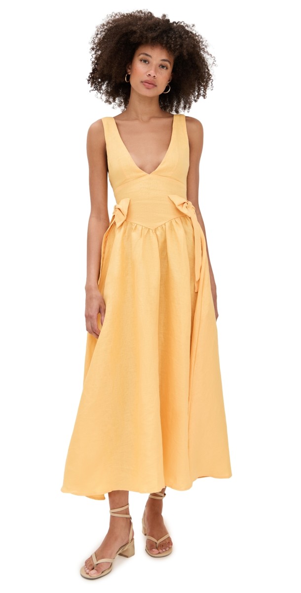 VRG GRL Daphne Linen Midi Sun Dress Sun