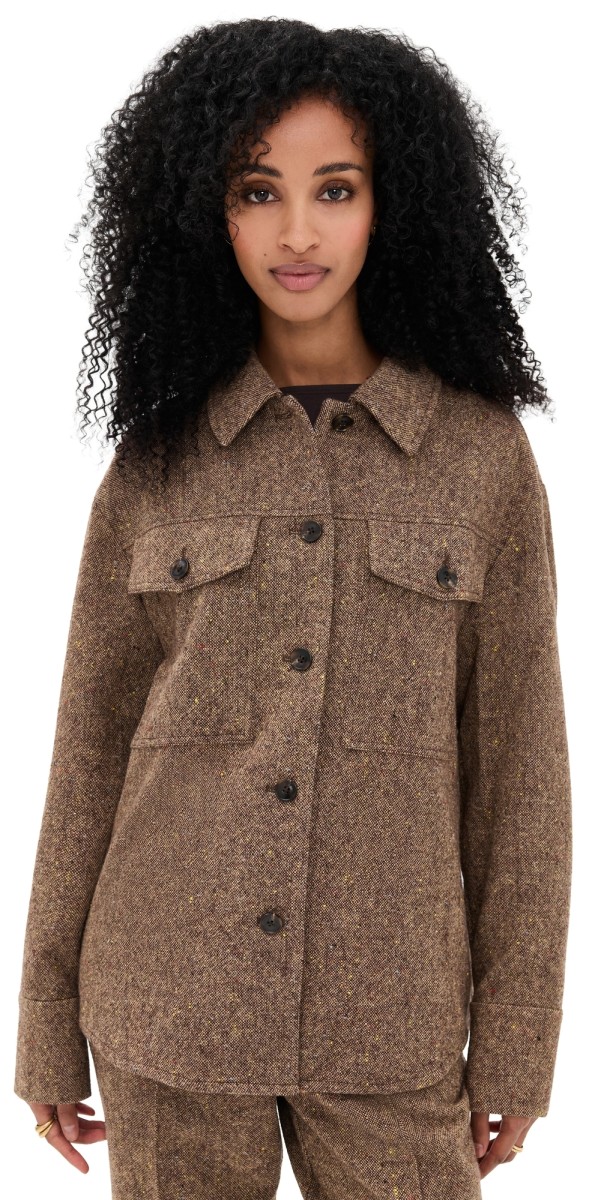 ALIGNE Charlie Wool Mix Overshirt Brown