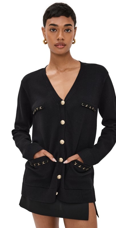 endless rose Chain Oversized Cardigan Black