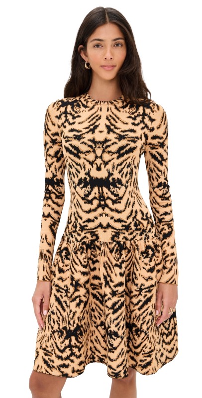 Ulla Johnson Camryn Jacquard Knit Long Sleeve Dress Bengal