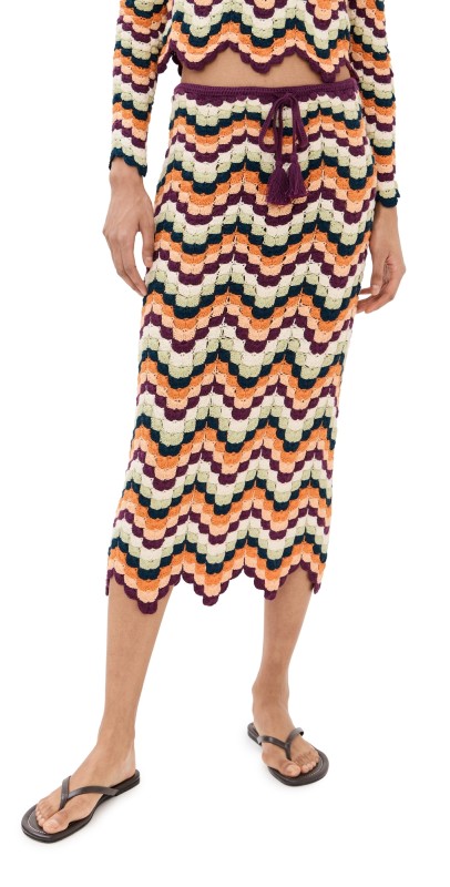 ESCVDO Safi Pesca Pencil Skirt Pistachio/Terracotta