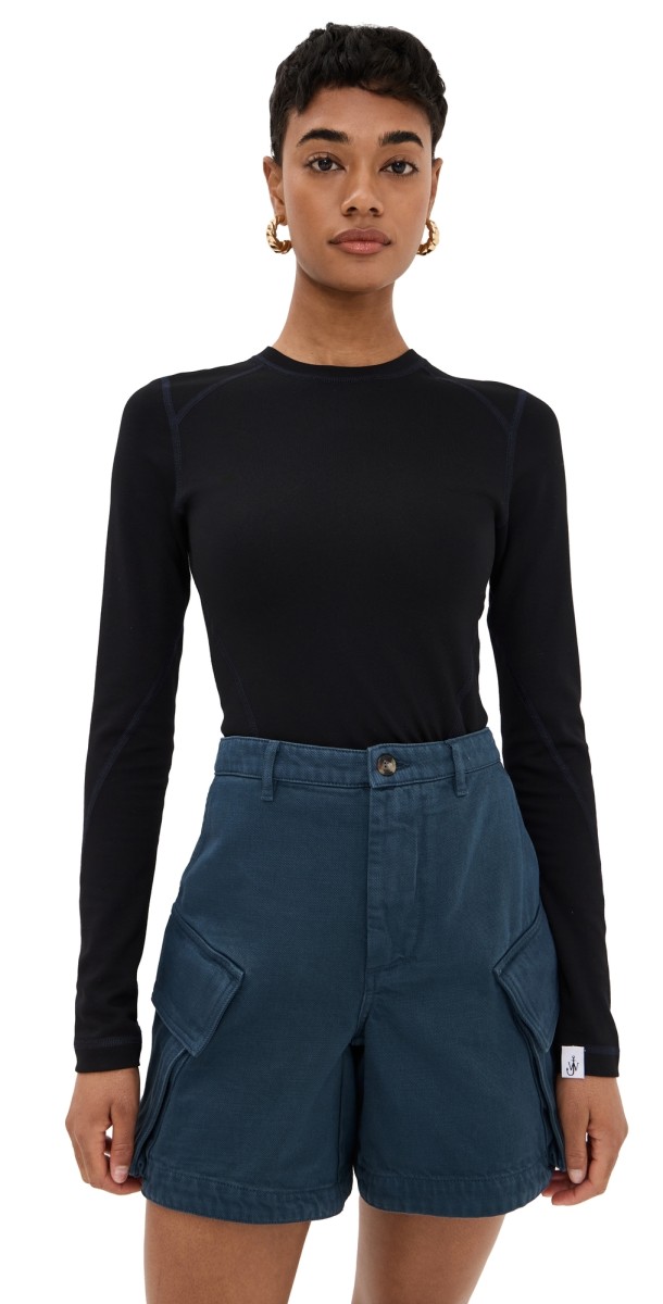 JW Anderson Anchor Embroidery Panelled Top Black