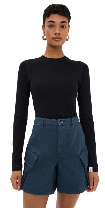 JW Anderson Anchor Embroidery Panelled Top Black