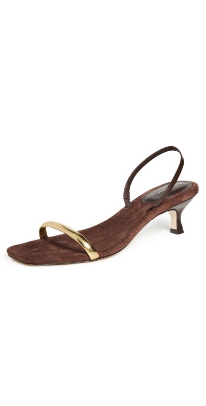 Reformation Samantha Heeled Sandals Espresso Suede