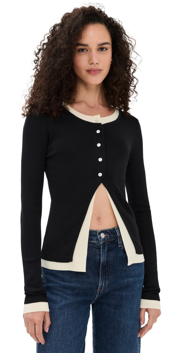 VRG GRL Mason Knit Top Black
