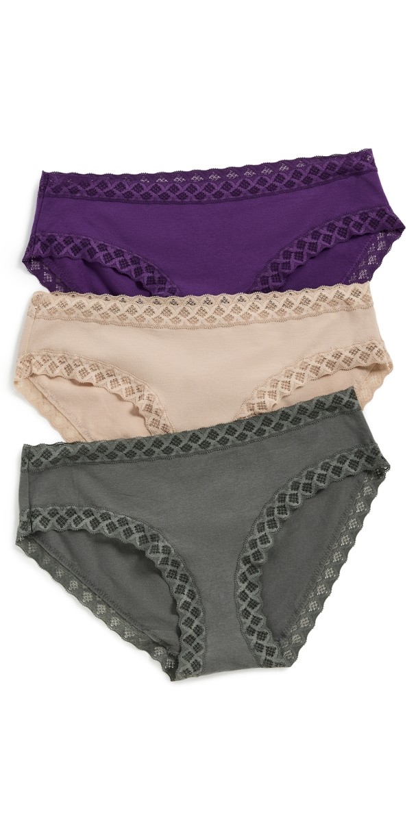 Natori Natori Bliss Girl Brief 3 Pack Vivid Grape/Flint/Cafe