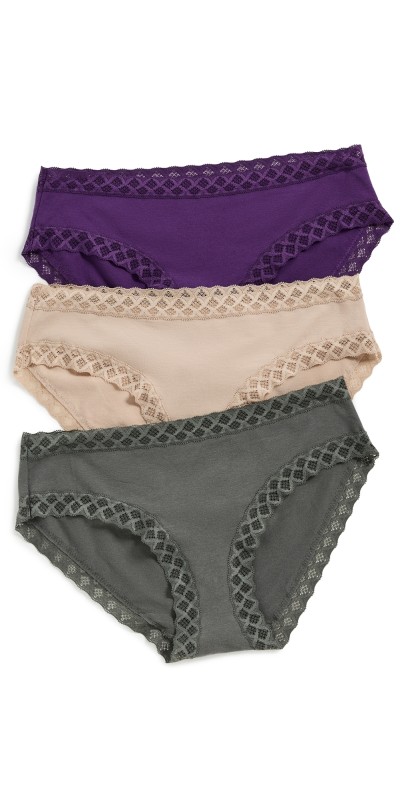 Natori Natori Bliss Girl Brief 3 Pack Vivid Grape/Flint/Cafe