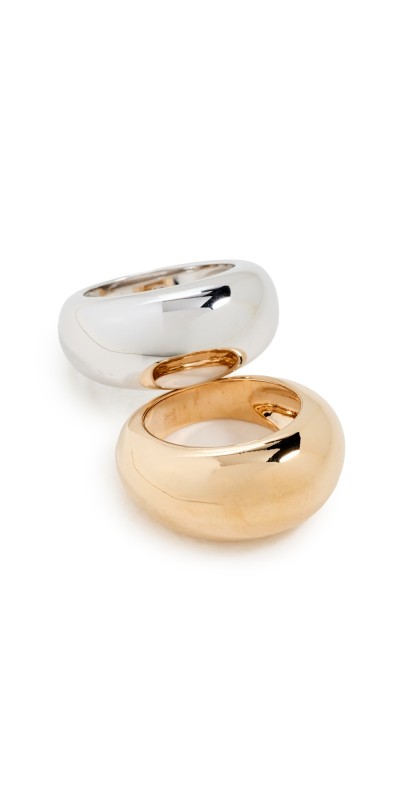 Timeless Pearly Set of Tube Rings Gold/Silver