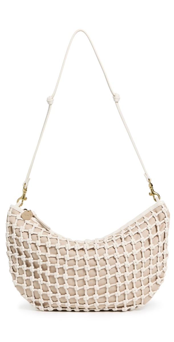 Clare V. Lune Bag White Knot Woven Leather