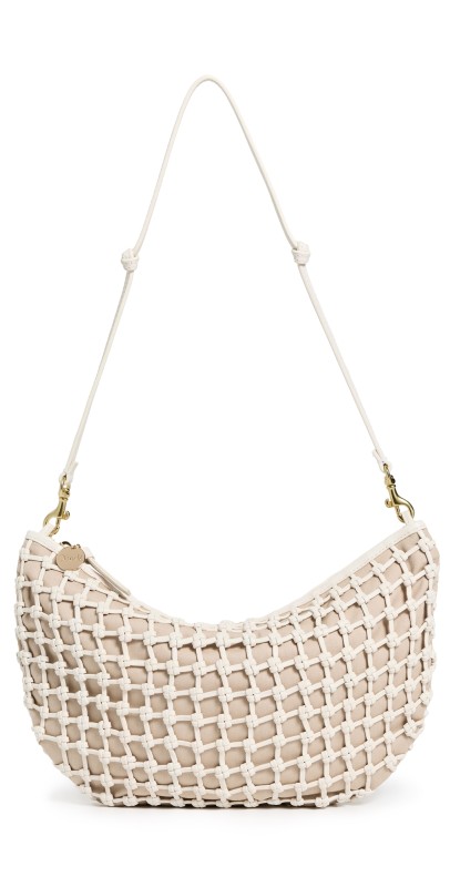 Clare V. Lune Bag White Knot Woven Leather
