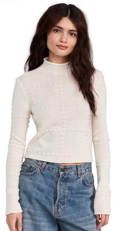 Guest in Residence Popcorn Top In Cashmere Blend Cream