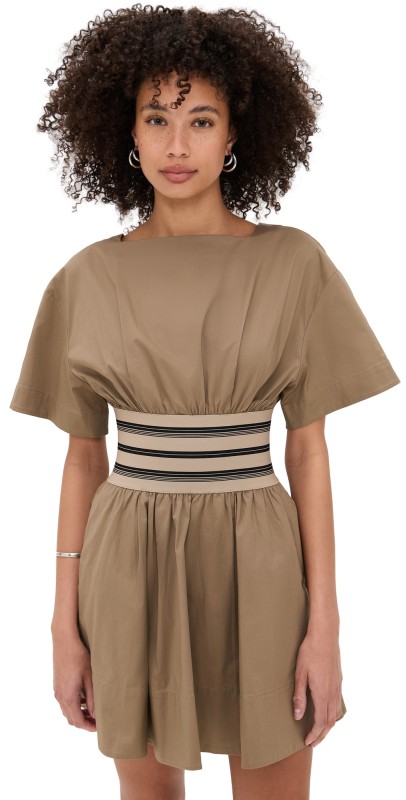 STAUD Amy Mini Dress Taupe