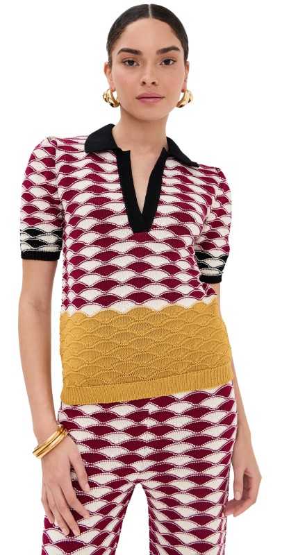 La DoubleJ Sunset Polo Red/Yellow/White