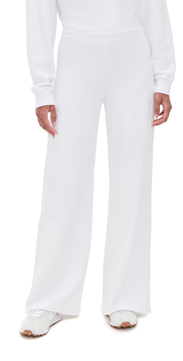 perfectwhitetee Amber French Terry Wide Leg Pants White