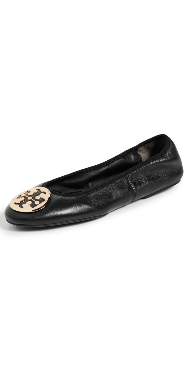 Tory Burch Reva Travel Ballet Flats Perfect Black / Gold