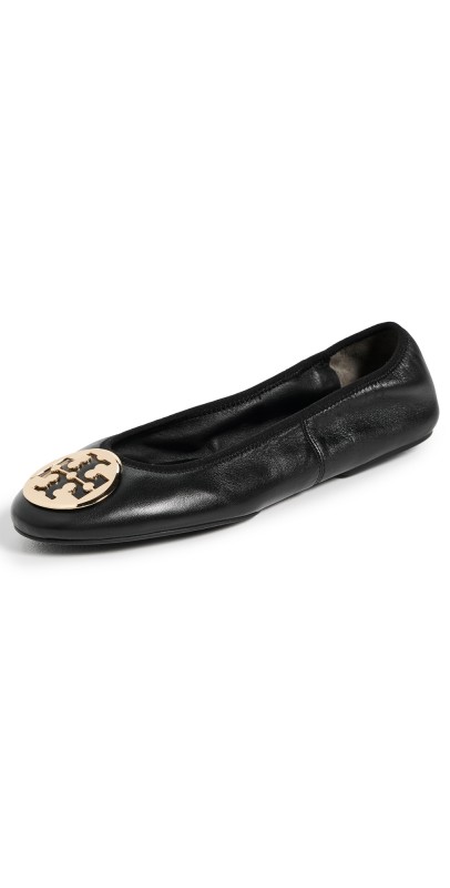 Tory Burch Reva Travel Ballet Flats Perfect Black / Gold