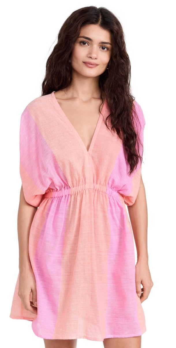 lemlem Alem Plunge Dress Nefas Peach