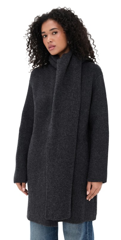 Vince Draped Car Coat Dk H Grey