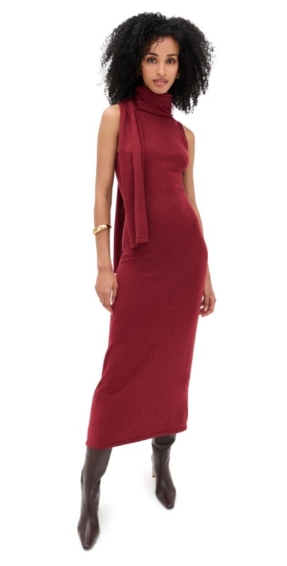 STAUD Canal Midi Dress Sangria