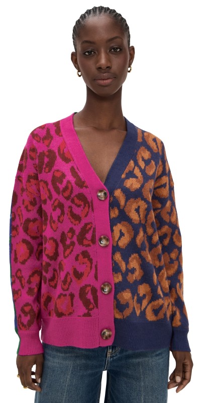 FARM Rio Mixed Ikat Leopard Cardigan Ikat Dyed Leopard Mixed