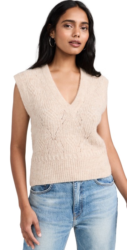 Veronica Beard Arida Knit Vest Heather Sand