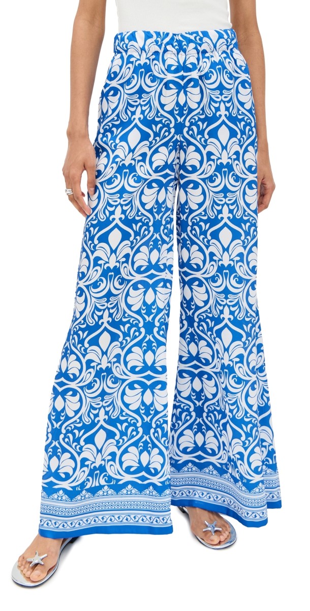 alice + olivia Keegan Pull On Wide Leg Pants Soiree True Blue
