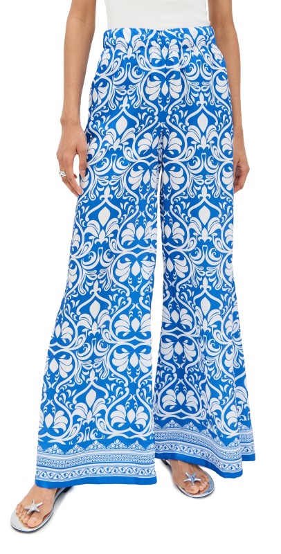 alice + olivia Keegan Pull On Wide Leg Pants Soiree True Blue