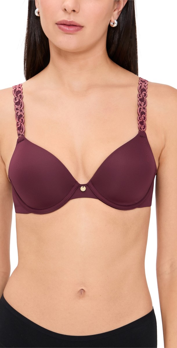 Natori Pure Luxe Custom Coverage Contour Underwire Bra Royal Fig/Red Stone