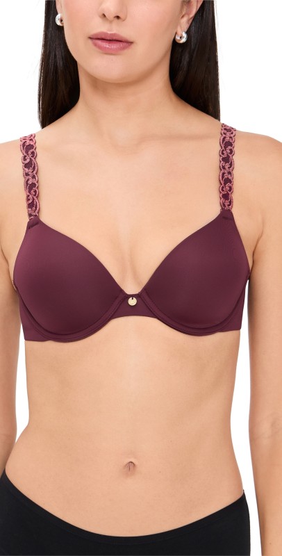 Natori Pure Luxe Custom Coverage Contour Underwire Bra Royal Fig/Red Stone