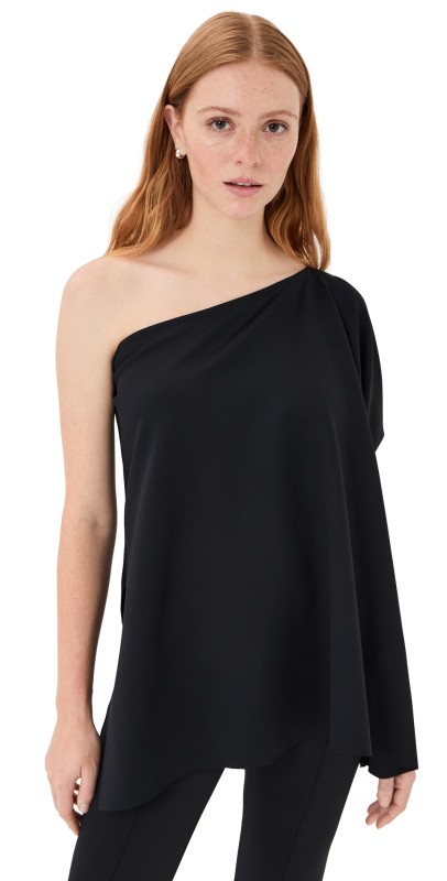 Rosetta Getty One Shoulder Caftan Top Black