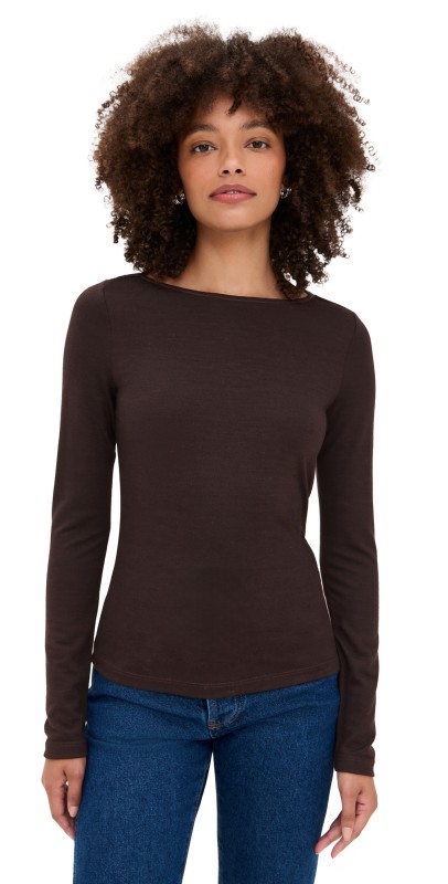 Renggli Long Sleeve Boatneck Tee Chocolate