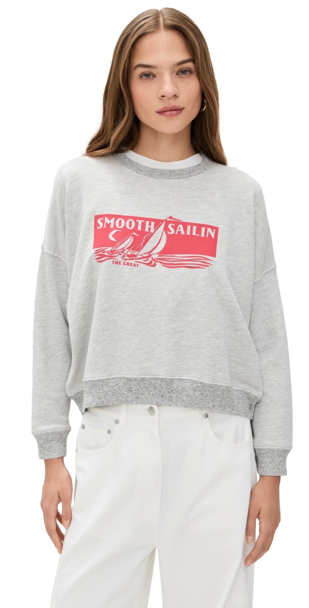 THE GREAT. The Teammate Sweatshirt Soft Heather Grey
