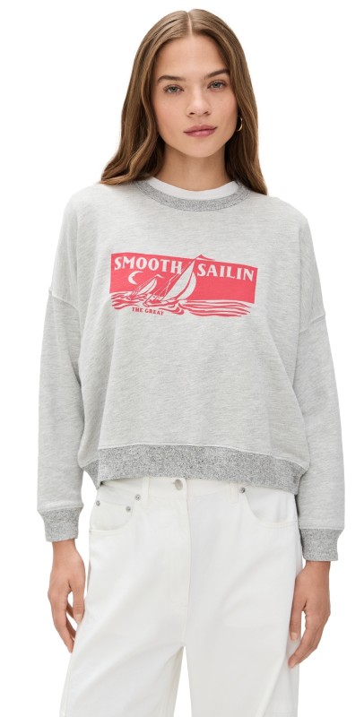 THE GREAT. The Teammate Sweatshirt Soft Heather Grey