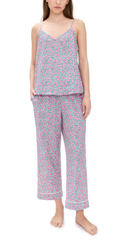 BedHead PJs Cotton Poplin Woven Cami Cropped Pj Set Petite Petunias