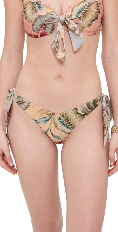 Zimmermann Coco Scarf Tie Bikini Bottoms Tan Multi Floral