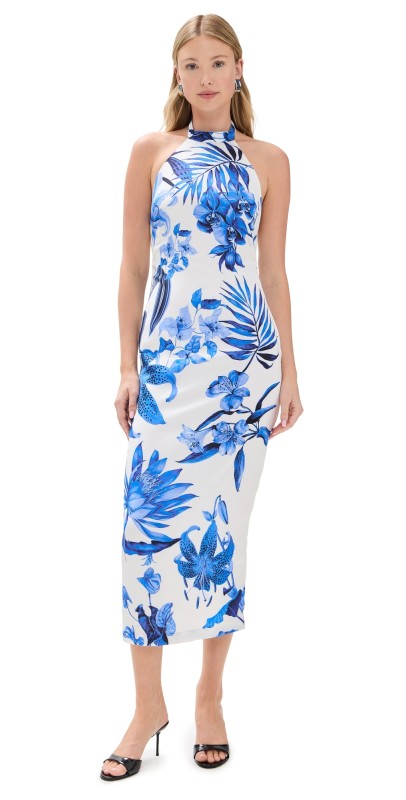 ROCOCO SAND Midi Dress White Blue
